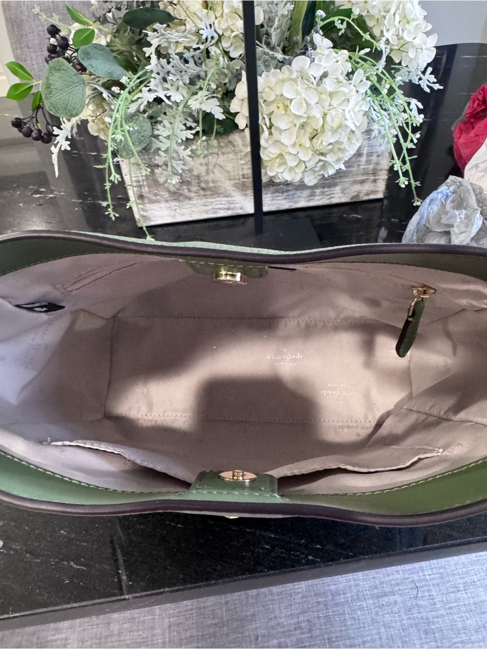 🍃Kate Spade Sage Green Juliette Medium Bucket Bag Pebbled Leather - Picture 3 of 13